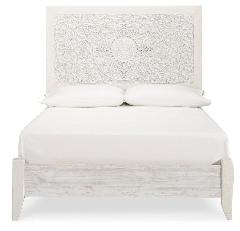 Paxberry Whitewash Full Panel Bed and Nightstand from Ashley - DMV Furniture