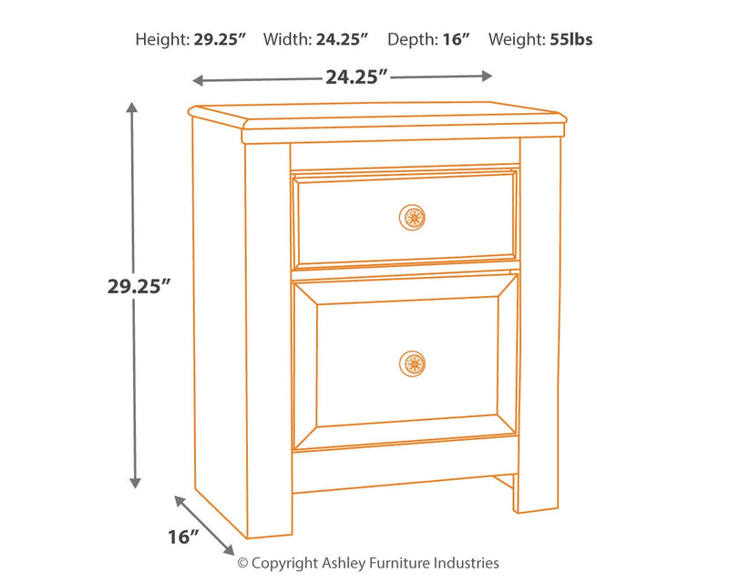 Paxberry Whitewash Full Panel Bed and Nightstand from Ashley - DMV Furniture