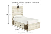 Cambeck Whitewash Twin Panel Bed with 4 Storage Drawers from Ashley - DMV Furniture