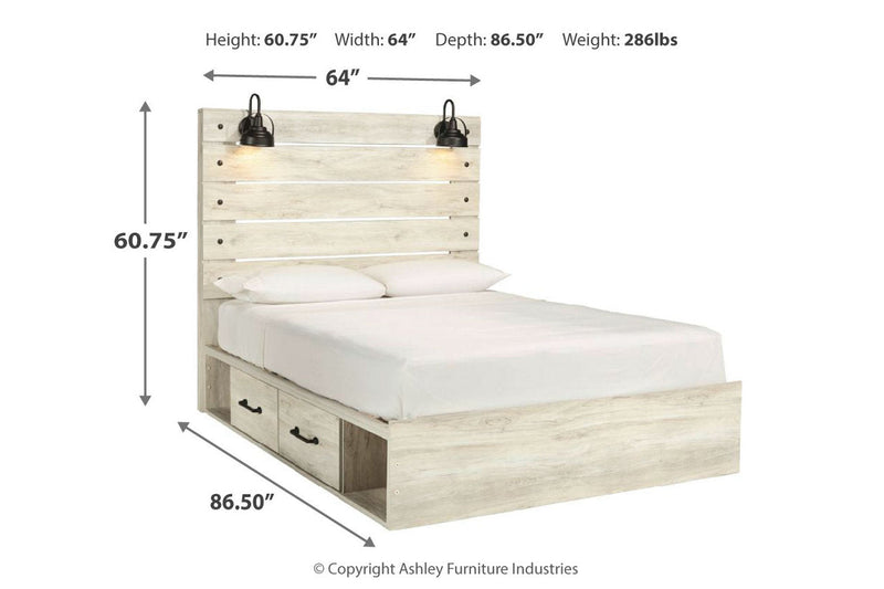 Cambeck Whitewash Queen Platform Bed with 4 Storage Drawers from Ashley - DMV Furniture