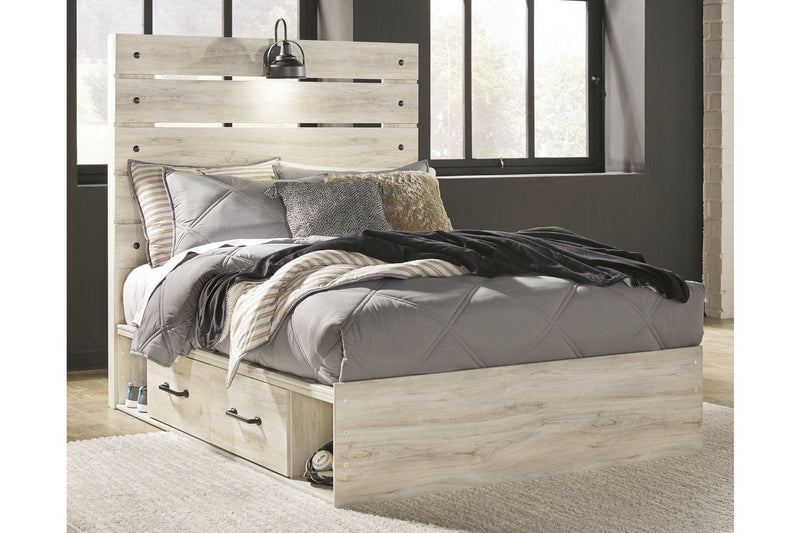 Cambeck Whitewash Full Panel Bed with 4 Storage Drawers from Ashley - DMV Furniture