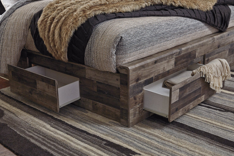 Derekson Multi Gray Queen Panel Bed with 6 Storage Drawers