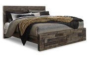Derekson Multi Gray King Panel Bed with 2 Storage Drawers from Ashley - DMV Furniture