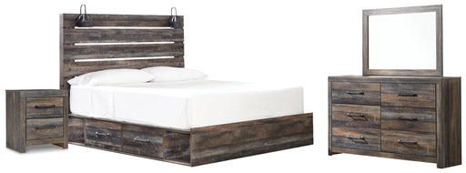Drystan Multi Color King Panel Bed with Under Bed Storage, Dresser, Mirror and Nightstand from Ashley - DMV Furniture