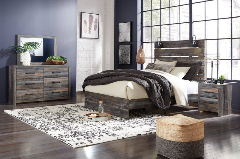 Drystan Multi Queen Panel Bed with Mirrored Dresser and 2 Nightstands from Ashley - DMV Furniture