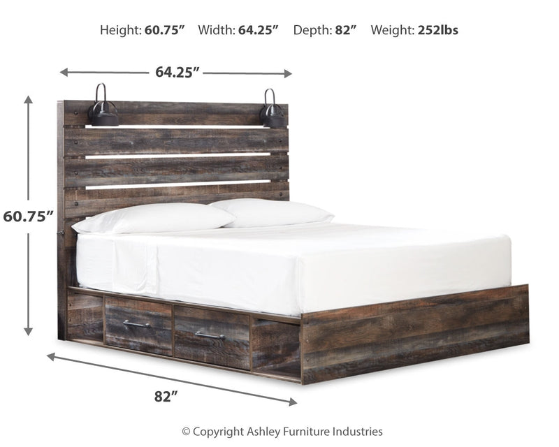 Drystan Multi King Panel Bed with Storage, Dresser, Mirror and Nightstand from Ashley - DMV Furniture