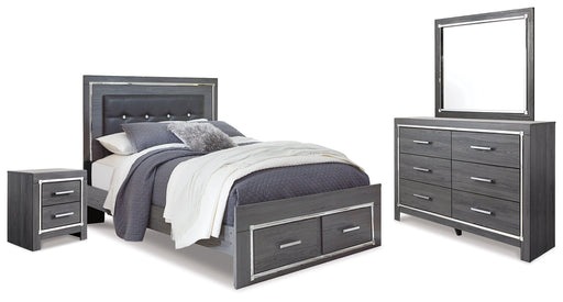 Lodanna Queen Panel Bed with 2 Storage Drawers, Dresser, Mirror and Nightstand in Gray from Ashley - DMV Furniture