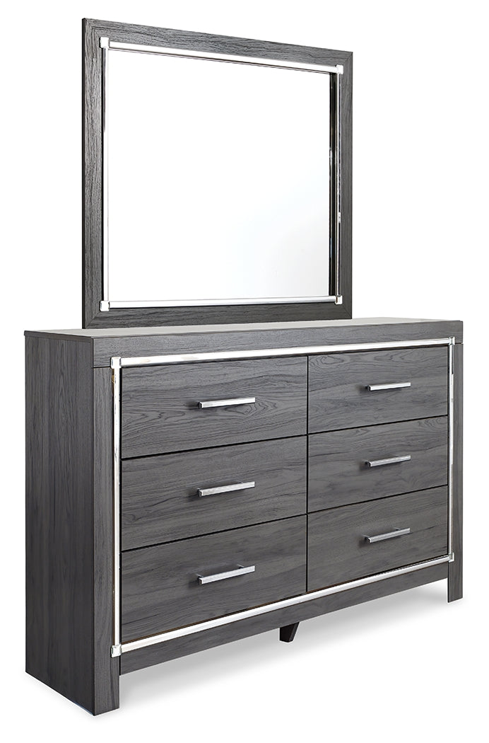 Lodanna Gray Full Panel Bed with 2 Storage Drawers with Mirrored Dresser from Ashley - DMV Furniture