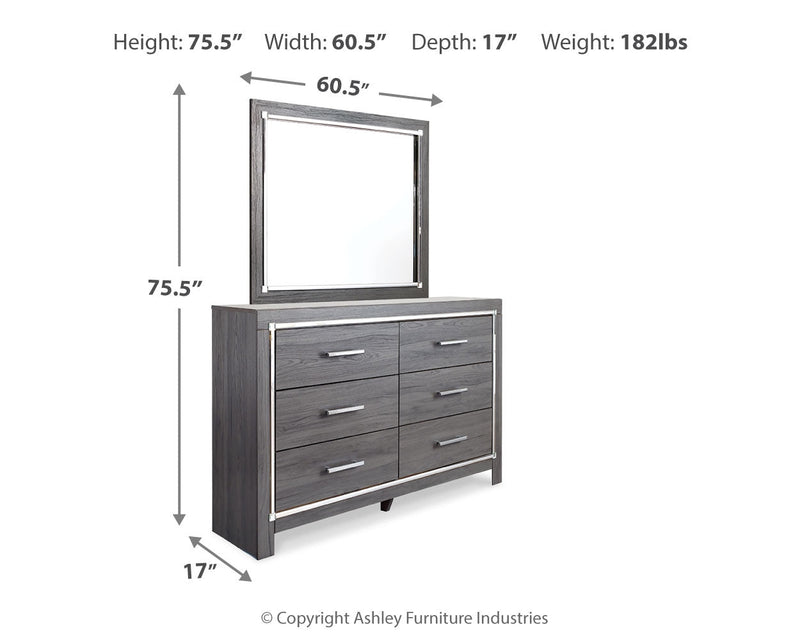 Lodanna Gray Queen Upholstered Panel Bed, Dresser and Mirror from Ashley - DMV Furniture