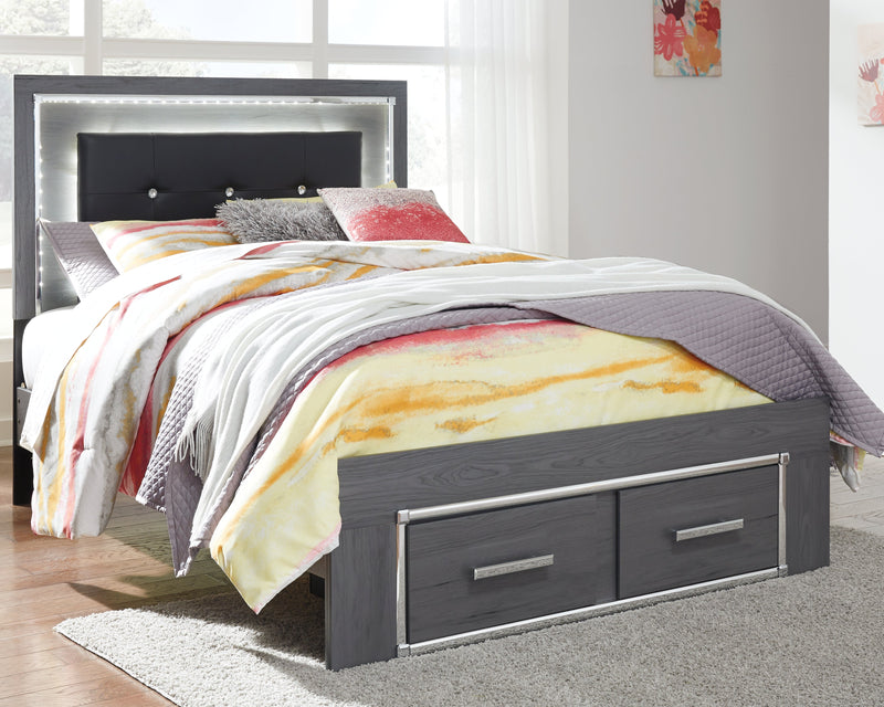 Lodanna Gray Full Panel Bed with 2 Storage Drawers with Mirrored Dresser from Ashley - DMV Furniture