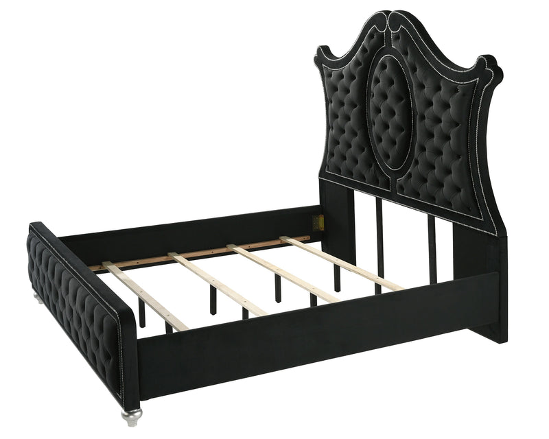 Cameo Black King Upholstered Panel Bed from Crown Mark - DMV Furniture
