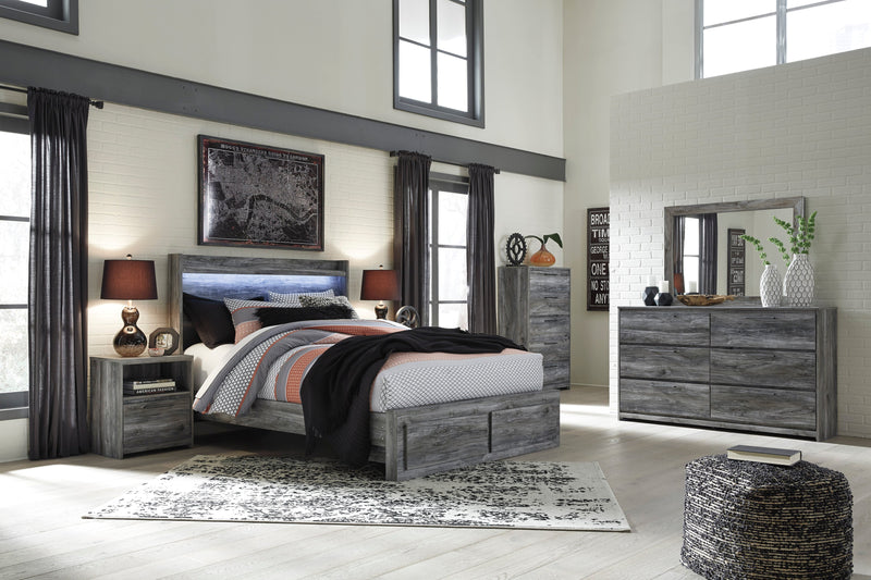 Baystorm Gray LED Footboard Storage Platform Bedroom Set from Ashley - DMV Furniture