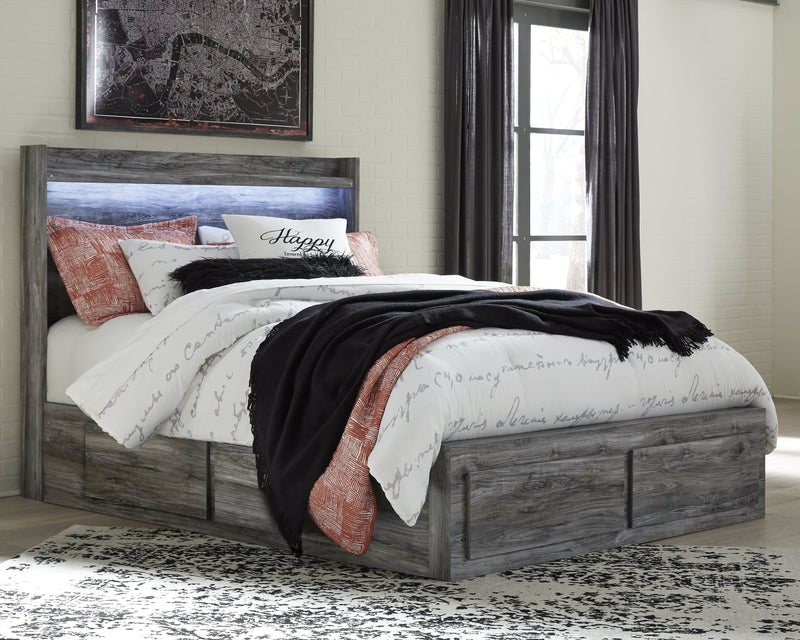 Baystorm Gray Queen Panel Bed with 2 Side Storage, Dresser, Mirror, and Nightstand from Ashley - DMV Furniture