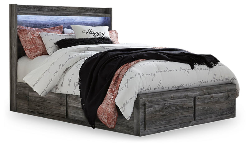 Baystorm Gray Queen Panel Bed with 2 Side Storage, Dresser, Mirror, and Nightstand from Ashley - DMV Furniture