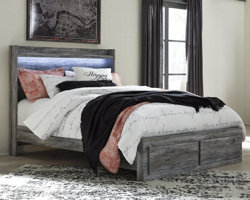 Baystorm Gray Queen Panel Storage Bed with Mirrored Dresser and Nightstand from Ashley - DMV Furniture
