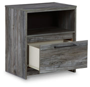 Baystorm Gray Queen Panel Storage Bed with Mirrored Dresser and Nightstand from Ashley - DMV Furniture