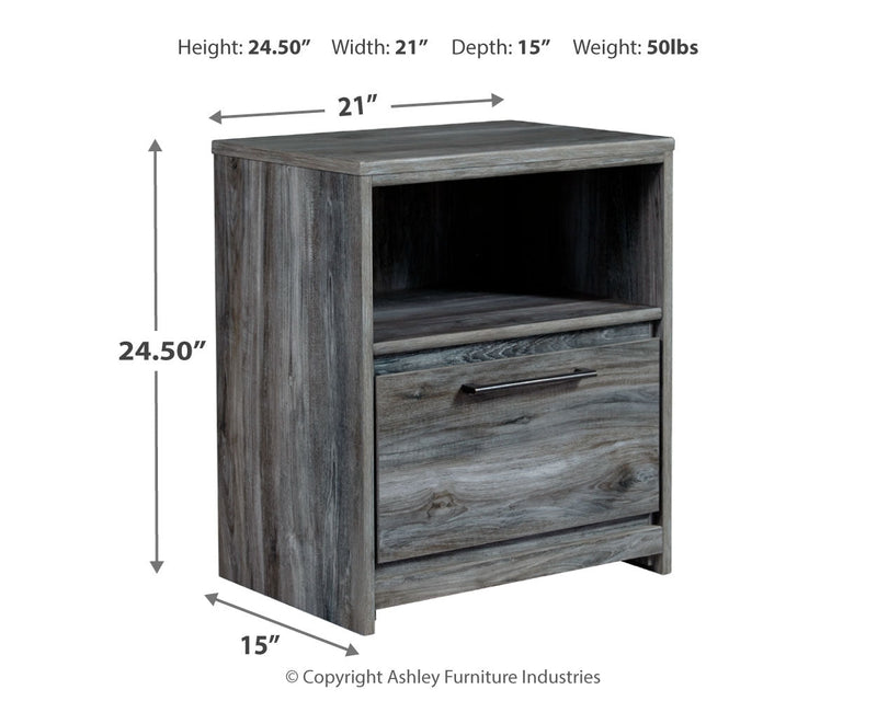 Baystorm Gray Queen Panel Storage Bed with Mirrored Dresser and Nightstand from Ashley - DMV Furniture