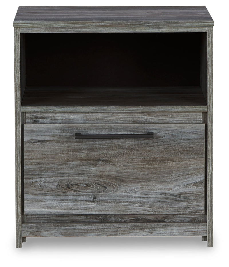 Baystorm Gray Queen Panel Storage Bed with Mirrored Dresser and Nightstand from Ashley - DMV Furniture