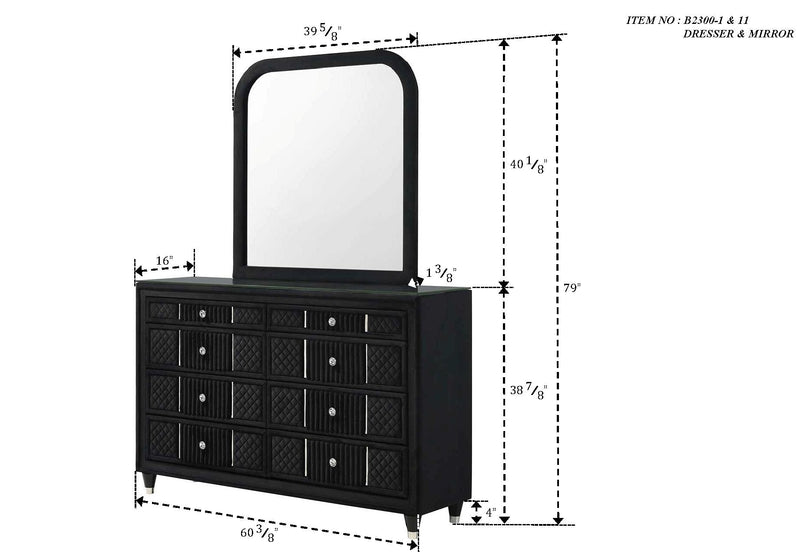 Armany Black Dresser Top (Mirror Only) from Crown Mark - DMV Furniture