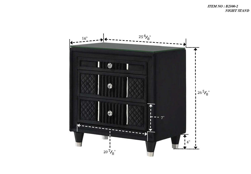 Armany Black Nightstand from Crown Mark - DMV Furniture