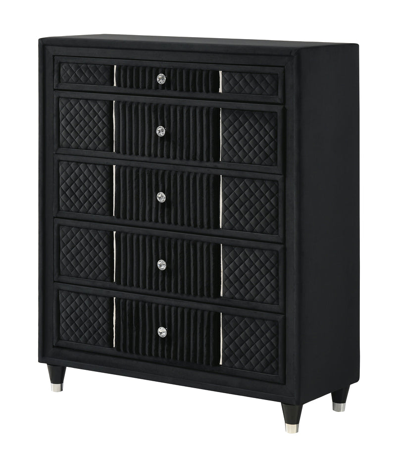 Armany Black Velvet Upholstered Bedroom Set from Crown Mark - DMV Furniture
