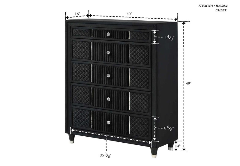 Armany Black Velvet Upholstered Bedroom Set from Crown Mark - DMV Furniture