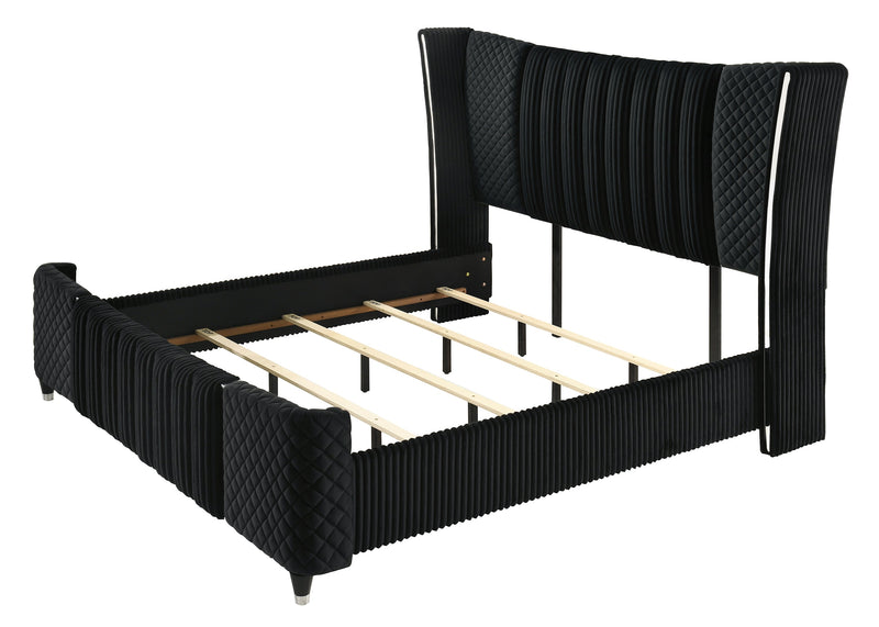 Armany Black Velvet Upholstered Bedroom Set from Crown Mark - DMV Furniture