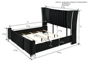 Armany Black Velvet Upholstered Queen Bed from Crown Mark - DMV Furniture