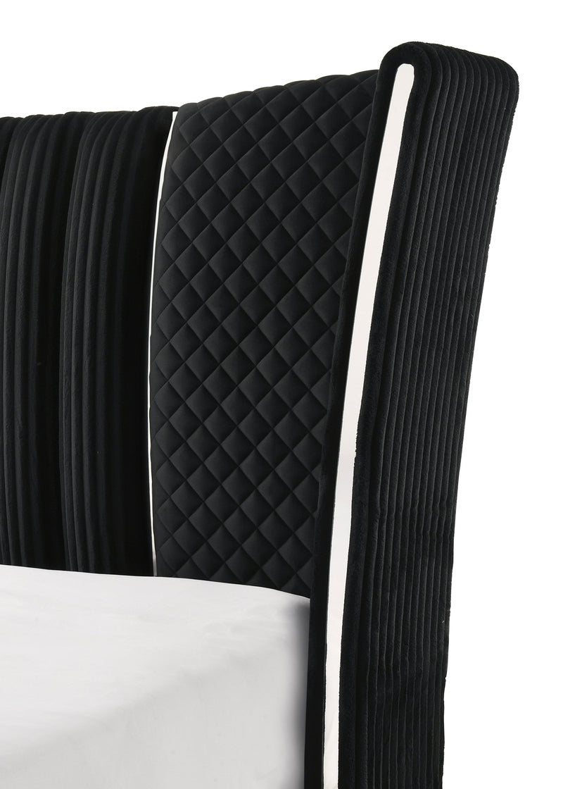 Armany Black Velvet Upholstered Bedroom Set from Crown Mark - DMV Furniture