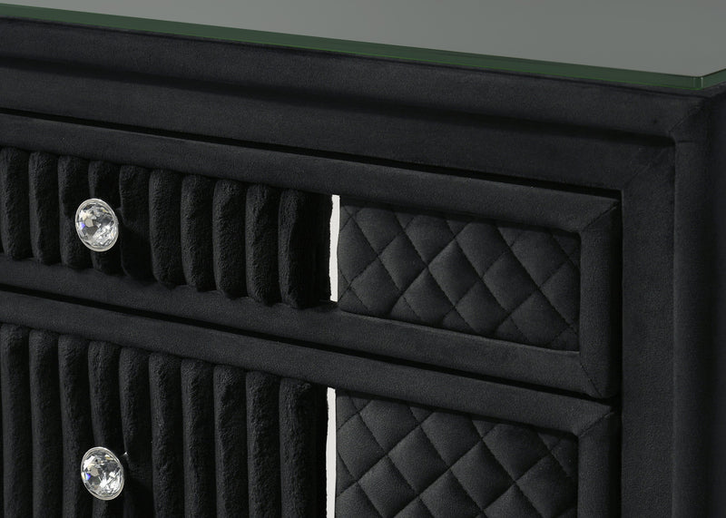 Armany Black Velvet Upholstered Bedroom Set from Crown Mark - DMV Furniture