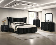 Armany Black Velvet Upholstered King Bed from Crown Mark - DMV Furniture