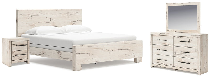 Lawroy Light Natural King Panel Bed, Dresser, Mirror and Nightstand from Ashley - DMV Furniture