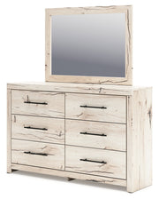 Lawroy Light Natural Queen Panel Bed with Storage, Dresser and Mirror from Ashley - DMV Furniture