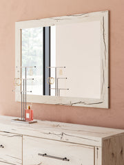 Lawroy Light Natural Twin Panel Bed, Dresser and Mirror from Ashley - DMV Furniture