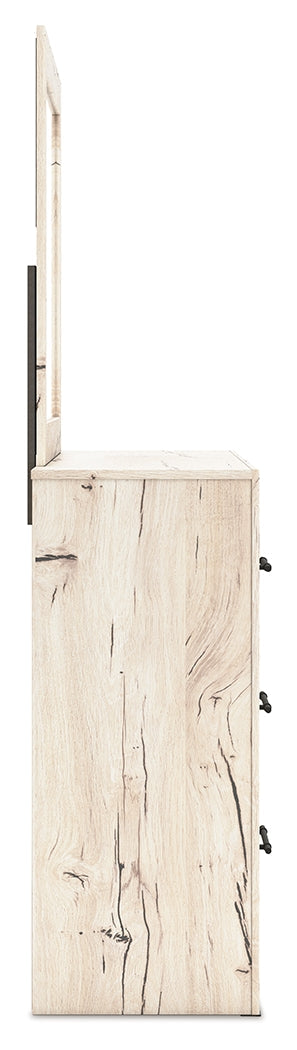 Lawroy Light Natural King Panel Bed, Dresser and Mirror from Ashley - DMV Furniture