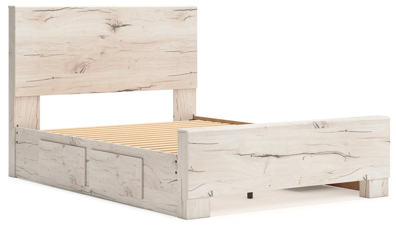 Lawroy Light Natural Queen Panel Bed with Storage, Dresser and Mirror from Ashley - DMV Furniture