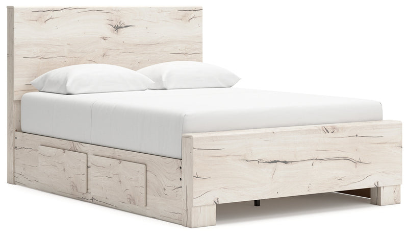 Lawroy Light Natural Queen Panel Bed with Storage, Dresser and Mirror from Ashley - DMV Furniture