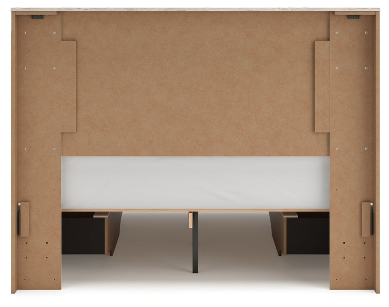 Lawroy Light Natural Queen Panel Bed with Storage, Dresser and Mirror from Ashley - DMV Furniture