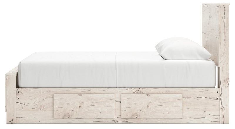 Lawroy Light Natural Queen Panel Bed with Storage, Dresser and Mirror from Ashley - DMV Furniture