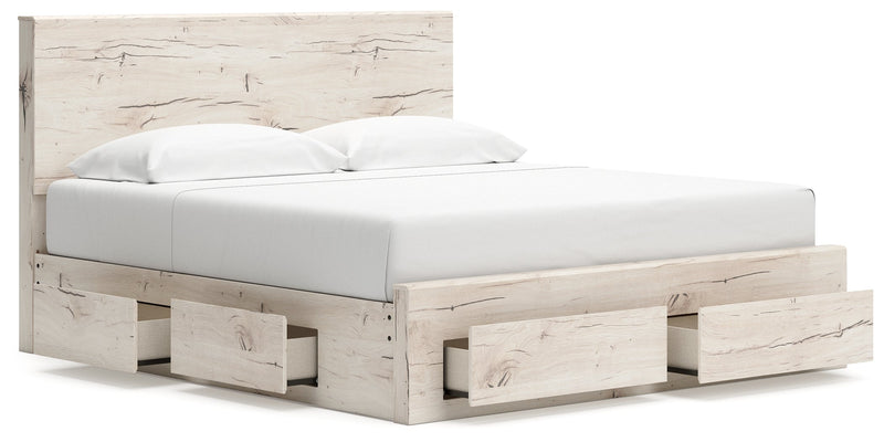 Lawroy Light Natural King Panel Storage Bed, Dresser and Mirror from Ashley - DMV Furniture
