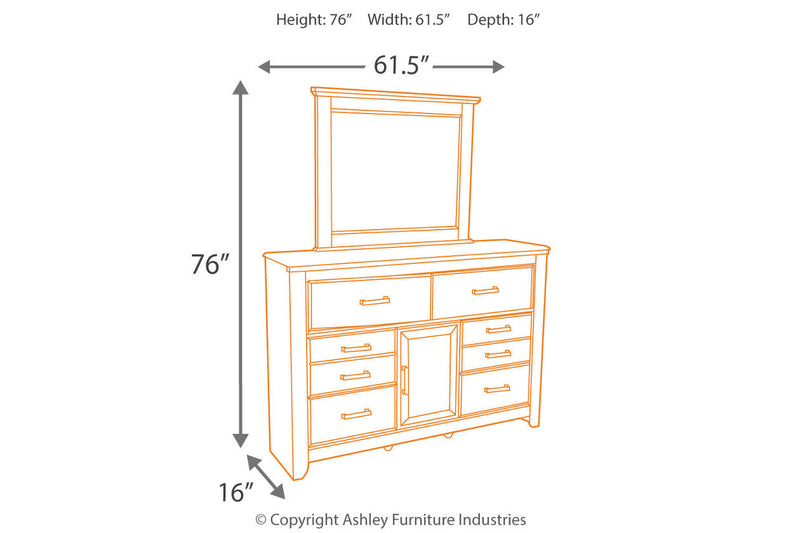 Juararo Dark Brown Dresser and Mirror -  Ashley - DMV Furniture