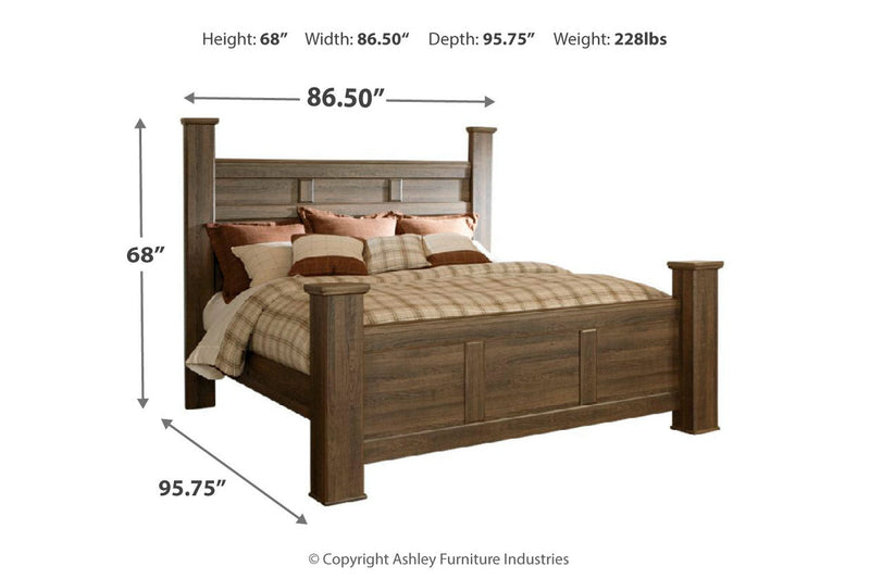 Juararo Dark Brown California King Poster Bed -  Ashley - DMV Furniture