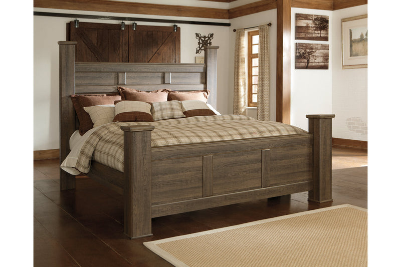 Juararo Dark Brown California King Poster Bed -  Ashley - DMV Furniture