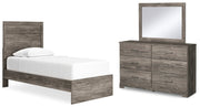 Ralinksi Gray Twin Panel Bed with Mirrored Dresser from Ashley - DMV Furniture