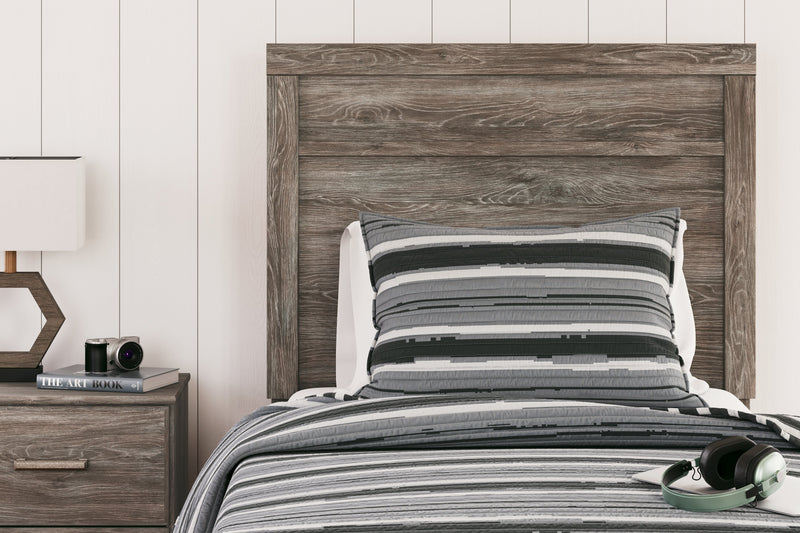 Ralinksi Gray Twin Panel Bed with Mirrored Dresser from Ashley - DMV Furniture