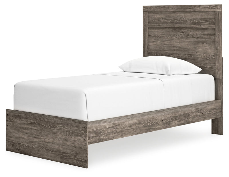 Ralinksi Gray Twin Panel Bed with Mirrored Dresser from Ashley - DMV Furniture