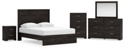 Belachime Charcoal Queen Panel Bed, Dresser, Mirror, Chest and Nightstand from Ashley - DMV Furniture