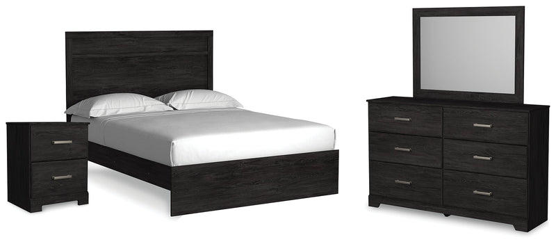Belachime Charcoal Queen Panel Bed, Dresser, Mirror, and Nightstand from Ashley - DMV Furniture