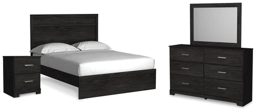 Belachime Charcoal Queen Panel Bed, Dresser, Mirror, and Nightstand from Ashley - DMV Furniture