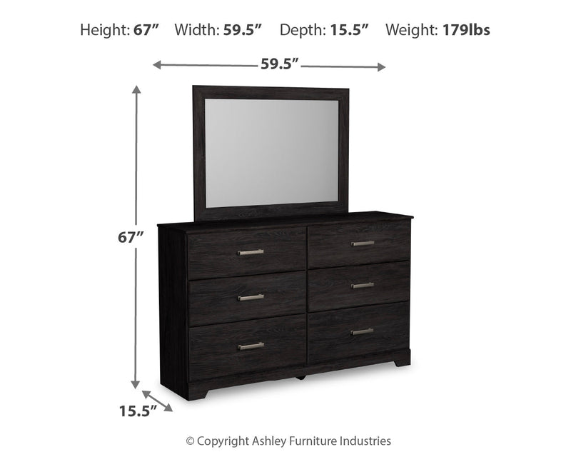 Belachime Charcoal Twin Panel Bed with Mirrored Dresser from Ashley - DMV Furniture